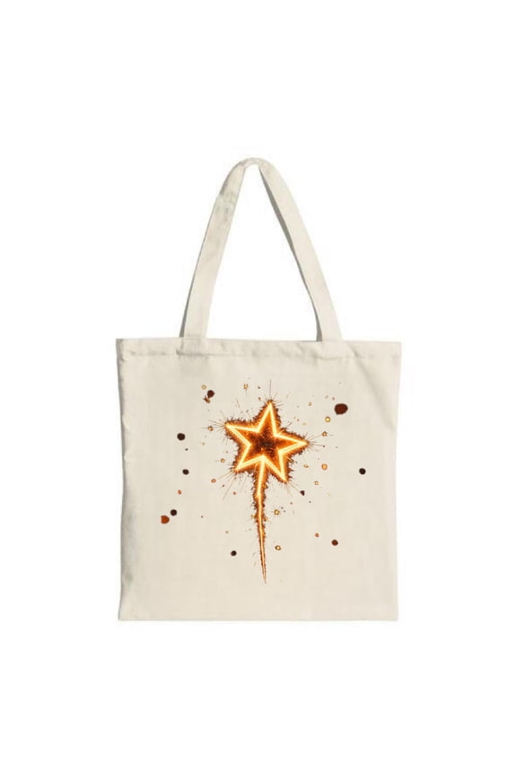 Bright Glowing Star Tote Bag - Vibrant Canvas Shopping Bag with Sparkles Perfect for Parties Travel & Everyday Use