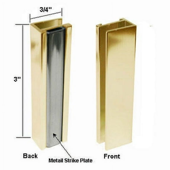 Bright Gold Shower Door U-Channel with Metal Strike Plate