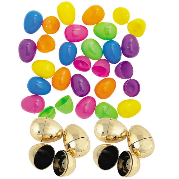 Bright & Golden Plastic Easter Egg Assortment Bulk 156 Pc