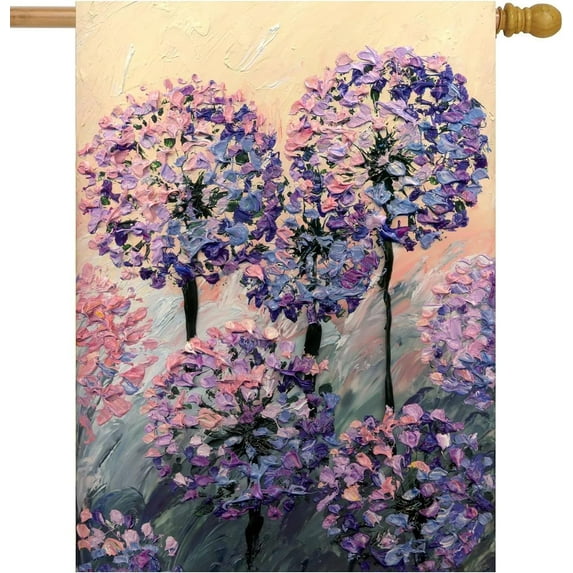 Bright Gouache Paint Vibrant Lavender Garden Flag 28 x 40 Inch, Double Sided Outdoor Decorative Welcome Yard Flags for Home House Lawn Patio