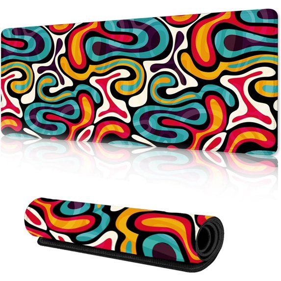 Bright Graffiti Gaming Mouse Pad XXL Extended Mouse Pad Mat NonSlip Base with Stitched Edges Perfect for Office, Computer, Keyboard Add Vibrant Art to Your Workspace