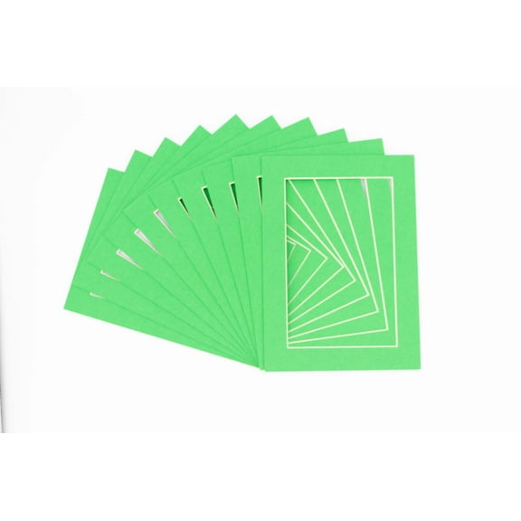 Bright Green Acid Free 12x16 Picture Frame Mats with White Core Bevel Cut for 8x10 Pictures - Fits