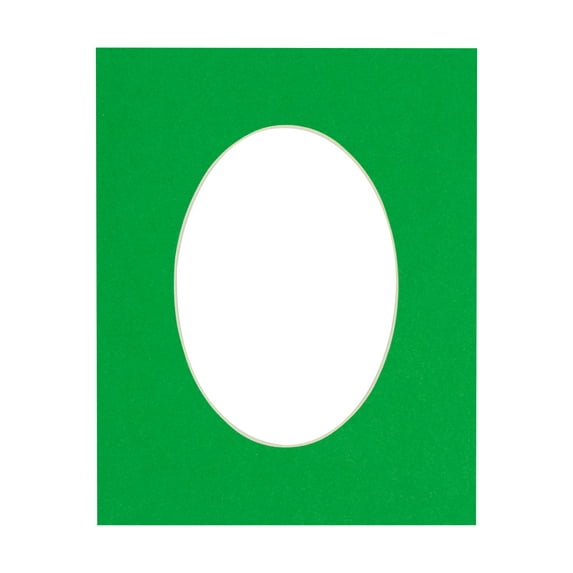 Bright Green Acid Free 6x7.5 Oval Picture Frame Mat with White Core Bevel Cut for 3x5 Pictures -