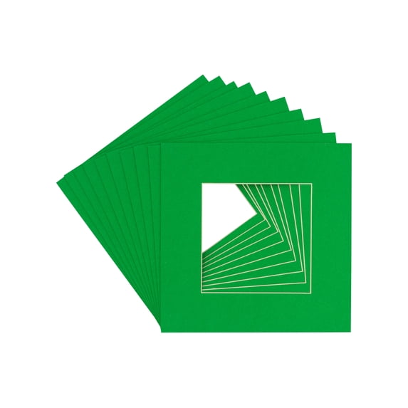 Bright Green Acid Free 7x7 Square Picture Frame Mat with White Core Bevel Cut for 5x5 Pictures -