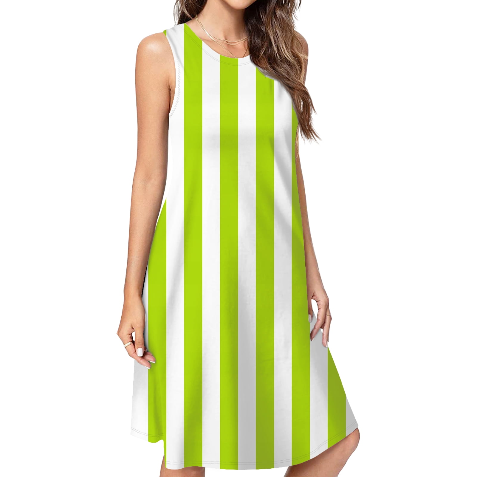 bright green dress women And White Vertical Elegant Party Dresses Evening Dresses Dress Sleeveless Dress Ladies Dresses clothing