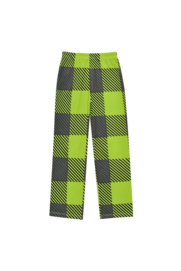Bright Green Grid Pattern Pajama Pants Soft Lightweight Lounge Pants Bottoms Sleep Pants Warm Comfy