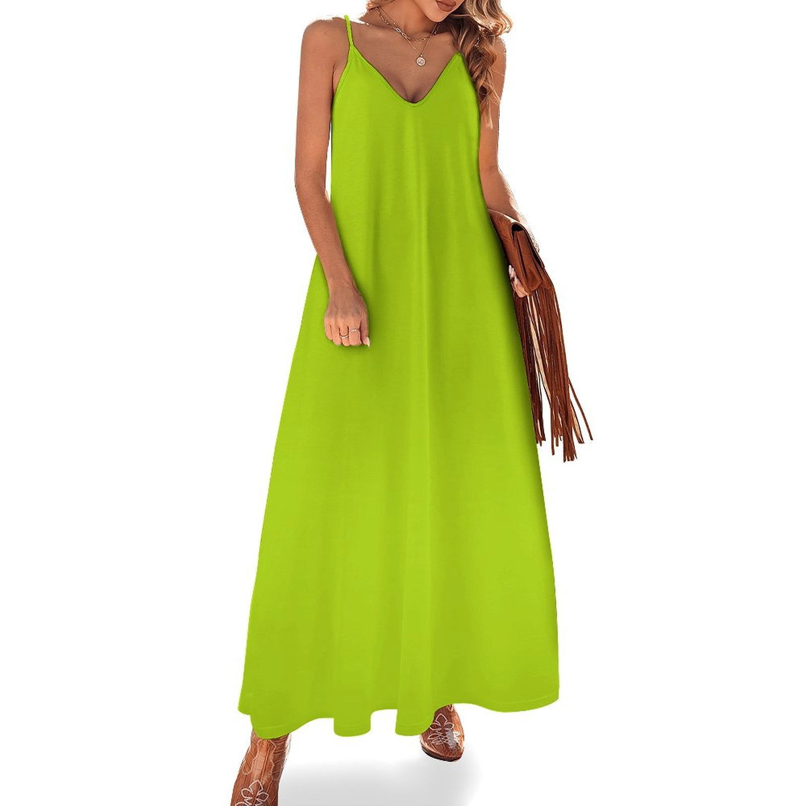 green emerald velvet dress Lime Green Maxi Dress main image 1