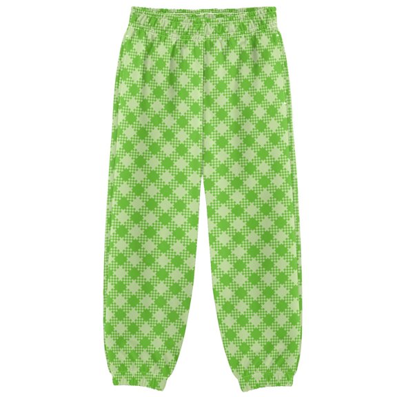 Bright Green Plaid Boys Pants Kids Casual Sweatpants Joggers Toddler Sports Pants 3-10 Years