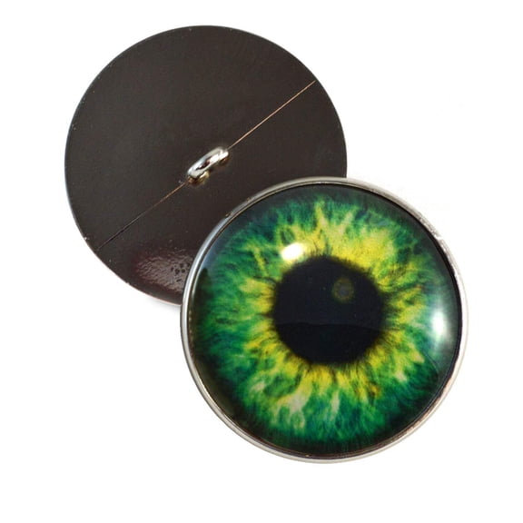 Bright Green Steampunk Sew-On Button Glass Eyes