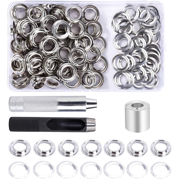 Bright Grommet Innovation For Repair And Decoration, Easy To Use Tool Kit With 100 Cupronickel Eyelet Grommets, Galvanized Surface Offers High Corrosion Resistance, Suitable For