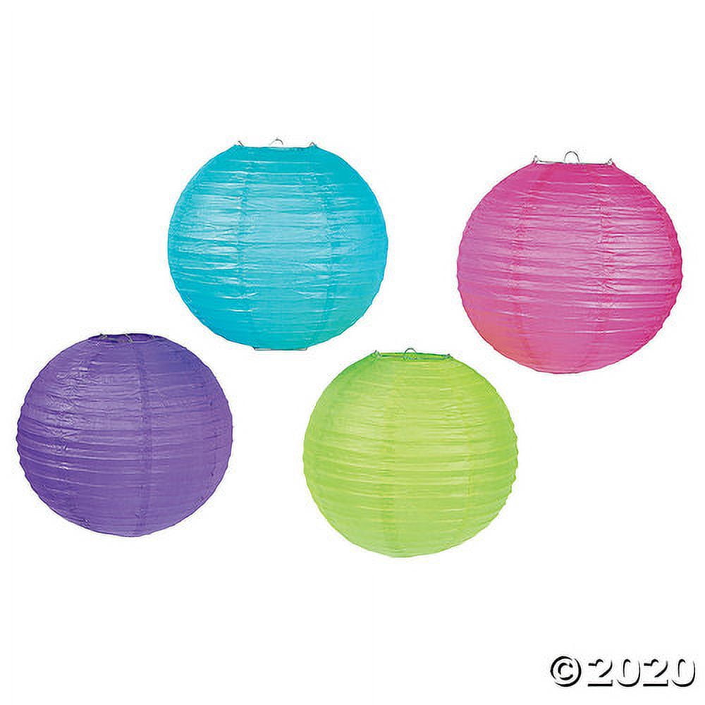 Vibrant Multicolor Hanging Paper Lanterns Set of 12