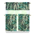 thumbnail image 1 of Bright Hawaiian Floral Kitchen Curtains Set 27.5x36in Polyester Valance and Tiers, Tropical Leaves Window Curtains for Island Kitchen or Coastal Themed Small Windows, 1 of 6