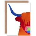 thumbnail image 1 of Bright Highland Scottish Cow Bull Coo Colourful Greetings Card Plus Envelope Blank inside, 1 of 3