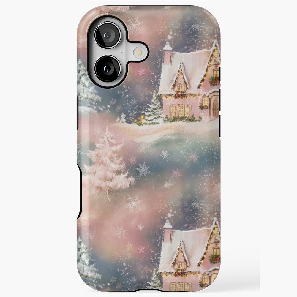 Bright Holiday Cottage Snow Night Pattern Case for iPhone 17 to 11 Pro ...