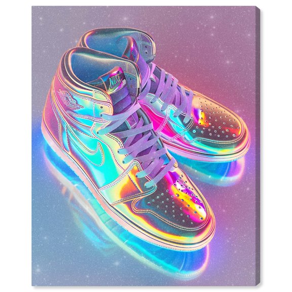Bright Holo Neon Sneakers Canvas Neon Sneaker Art by Art Remedy, Gallery Wrapped, 20" x 24"
