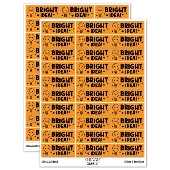Bright Idea Light Bulb Teacher Student School Sticker Set - Orange - Matte Finish - 1.75" Medium