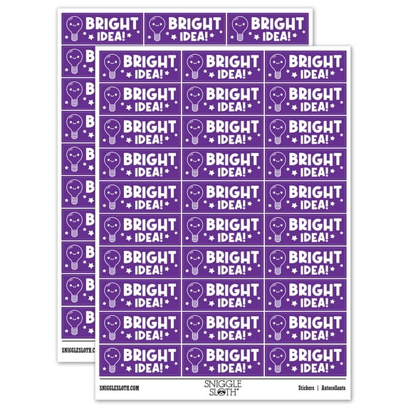 Bright Idea Light Bulb Teacher Student School Sticker Set - Purple - Gloss Finish - 1.75" Medium