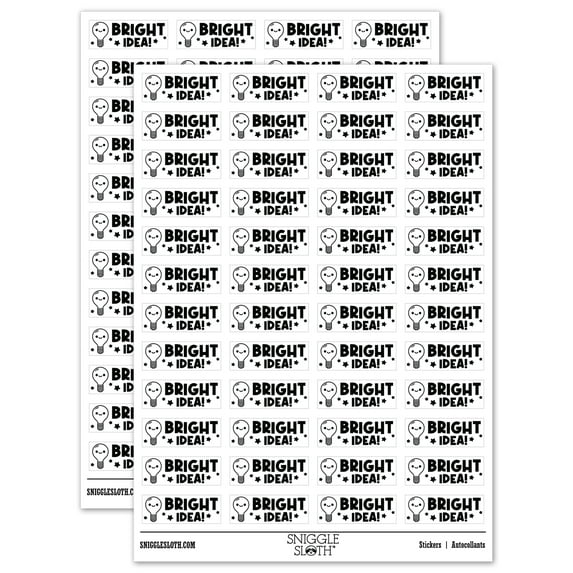 Bright Idea Light Bulb Teacher Student School Sticker Set - White - Matte Finish - 1.25" Mini