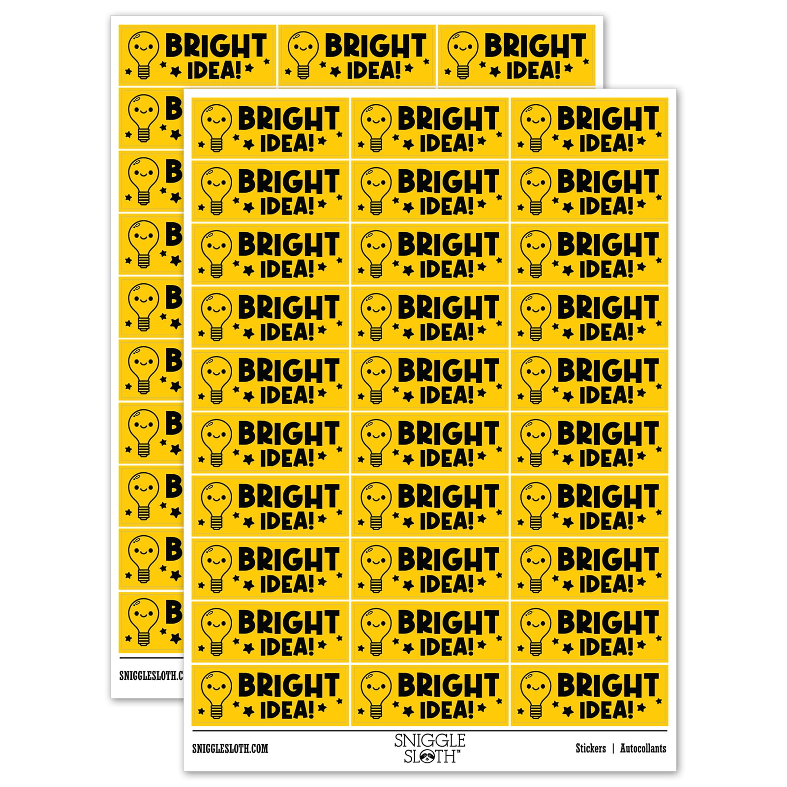 Bright Idea Light Bulb Teacher Student School Sticker Set - Yellow ...