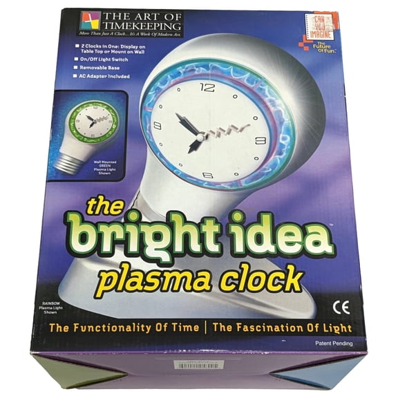 Bright Idea Plasma Clock Rainbow Desk Top or Wall Mount
