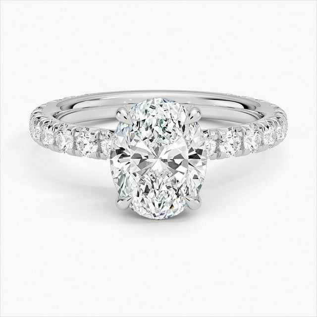 Bright Jewel 14k Silver Wedding Ring for Women's Oval Cut 1.8 Ct Lab