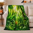 thumbnail image 1 of Bright Jungle Foliage with Sun Rays and Bromeliad Leaves, Botanical Rainforest Art for Plant Lovers, Birthday Gift, Cozy Flannel Blanket for Bedroom, Fresh Home Decor, 1 of 9