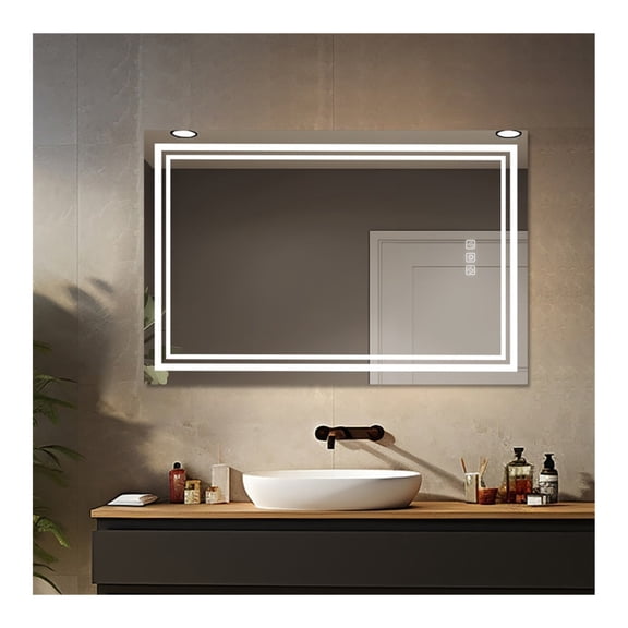Bright LED Bathroom Mirror " x 36" Front Light, 5 Mins Defog, Full Reflected, 3 Colors Dimmable, Wall Mounted
