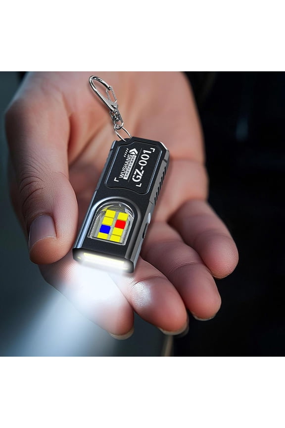 Bright LED Keychain Light, Portable Mini Torch with Magnetic Base, USB Rechargeable COB Flashlight for Camping, Hiking, Emergency, EDC