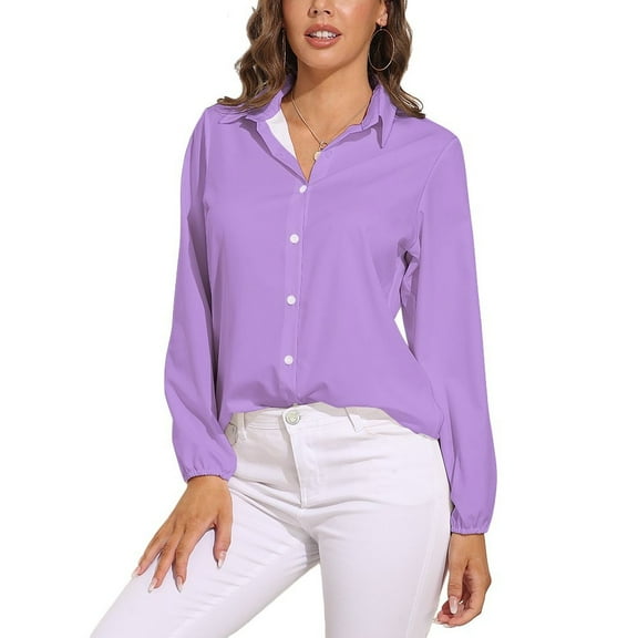 Bright Lavender Long Sleeve Blouse Woman Streetwear Casual Shirts Summer Oversize Woman Streetwear Clothing Birthday Present