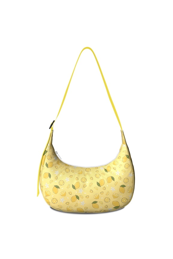 Bright Lemon and Flowers Shoulder Bag for Women, Lightweight Crossbody Hobo Purse, Retro Summer Fruit Tote Handbag, Water-Resistant with Spacious Design