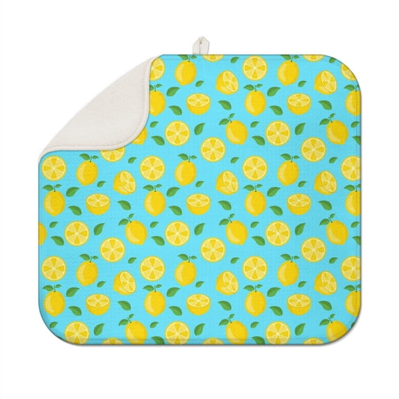 Bright Lemon Kitchen Mat – Ultra Absorbent Microfiber Drying Mat with Yellow Lemon Print, Modern Summer Design for Coffee Lovers and Lemon Fans