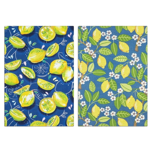 Bright Lemon Print Kitchen Towels Set of 2, Super Absorbent Dish Cloths - Refreshing Citrus Pattern Towels for Summer Baking, Cooking and Kitchen Decor