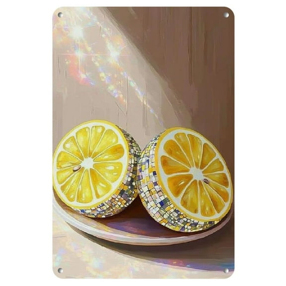 Bright Lemon" Vibrant Iron Wall Art Sign - Perfect for Home, Kitchen, Bar, Cafe & Garage Decor, 8x12 inches