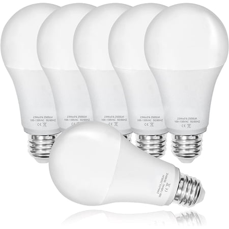 Bright Light Bulb,150w-200w Equivalent 2500LM E26 Led Bulb 23W Warm White 2700K A21 Led Light Bulb Non-Dimmable 6-Pack