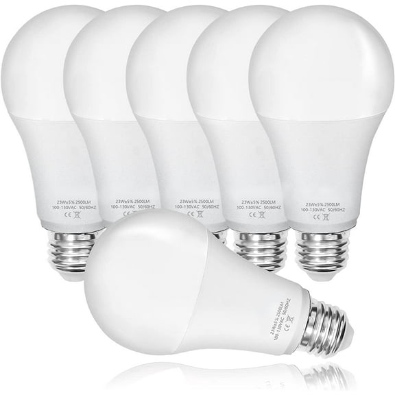 Bright Light Bulb,150w-200w Equivalent 2500LM E26 Led Bulb 23W Warm White 5000K A21 Led Light Bulb Non-Dimmable 6-Pack
