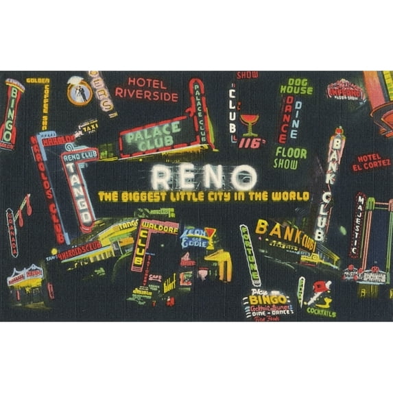 Bright Lights Of Reno, Nevada, Usa Poster Print By Mary Evans Pharcide (24 X 18)