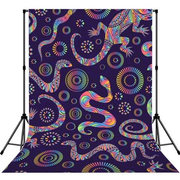 Bright Lizards And Snakes Photography Backdrop 5x7Ft Background for Photo Studio Video Recording Birthday Party Wedding Home Decor