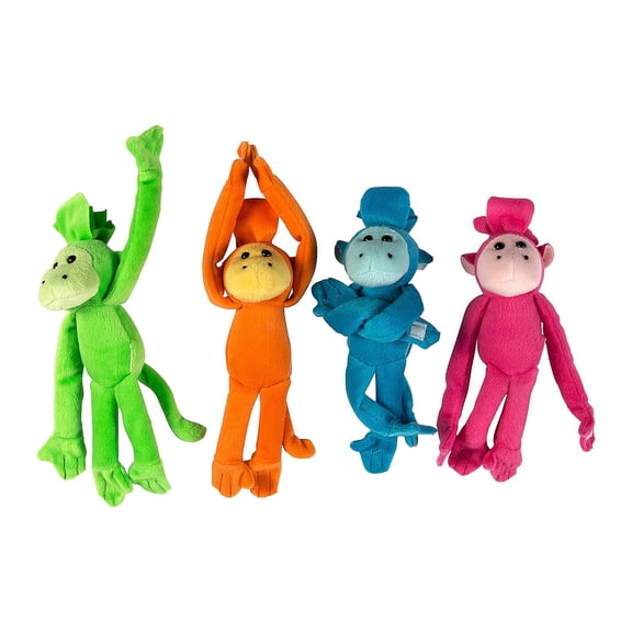 Fun Express Plush Stuffed Animals Bright Long Arm Monkeys Party Favors 12 Pieces