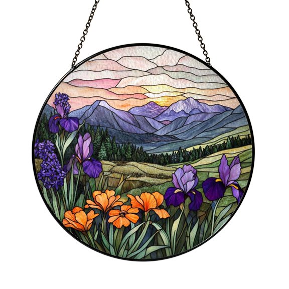 Bright Meadow Wildflower Suncatcher Acrylic Round Panel Present Sun