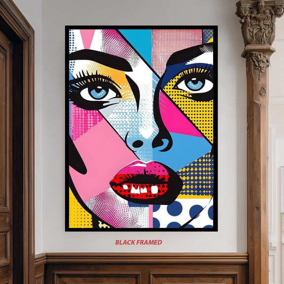 Bright Multicolor Woman Face Poster, Unframed Paper Poster 8x10in
