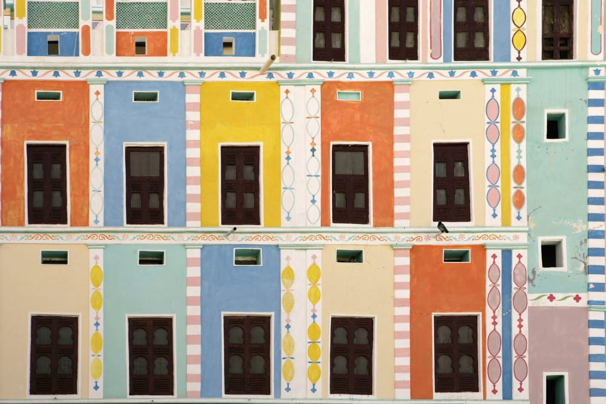 Bright Multicolored Building Close Up Canvas Art - Toby Adamson Design Pics (38 x 24)