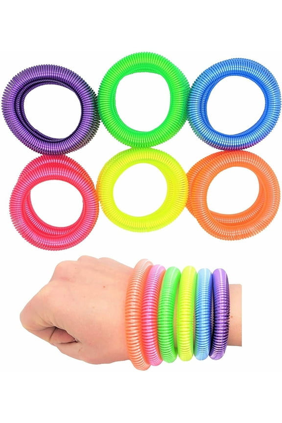 Bright NEON Coil Spring Bracelet 80's 90s Wristbands in assorted Colors 12 Pack