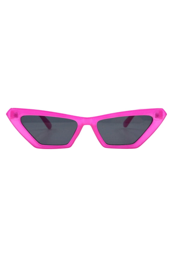 Bright Neon Colorful Sunglasses Geometric Trapezoid Shape UV 400 Pink