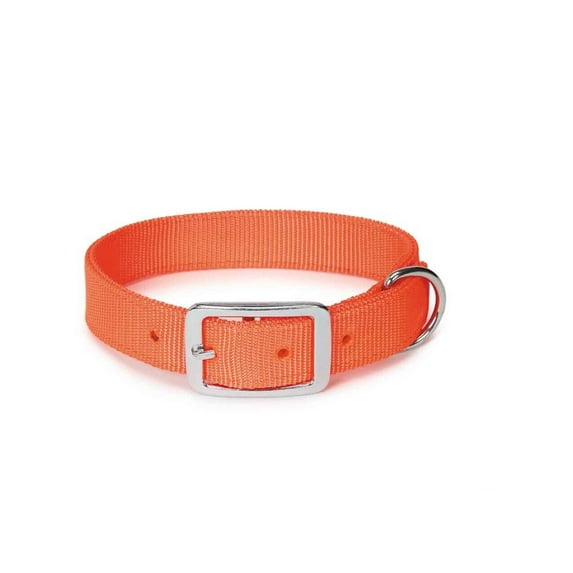 Bright Neon Orange Dog Collars Double Thick Nylon Strong Metal Buckle Heavy Duty (19 to 22 Inch)