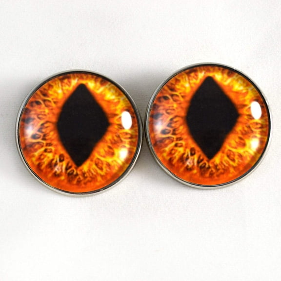 Bright Orange Cat Dragon Sew-On Button Glass Eyes