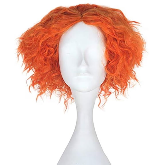 Bright Orange Curly Wigs for Women - Short Fluffy Synthetic Hairpiece for Cosplay and Everyday Use