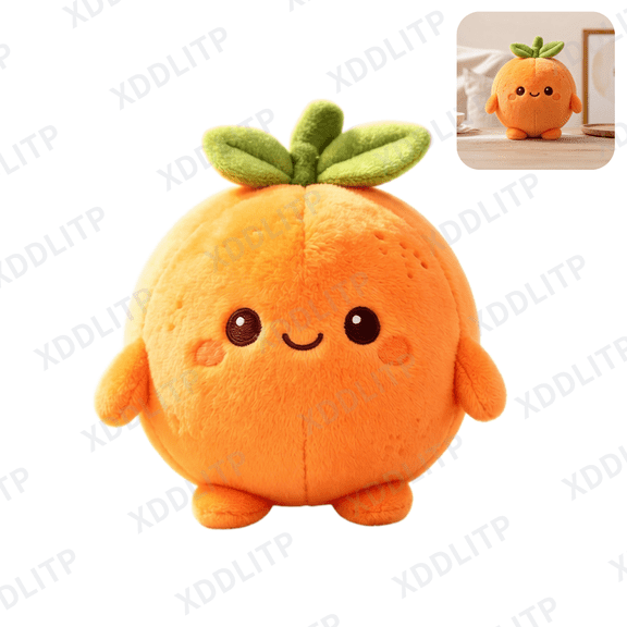 Bright Orange Fruit Stuffed Doll, Polyester Cute Plushies Stuffed Animals, 9.84 inch Sweet Cartoon Orange Plush Toy for Room Decor and Collectible Present