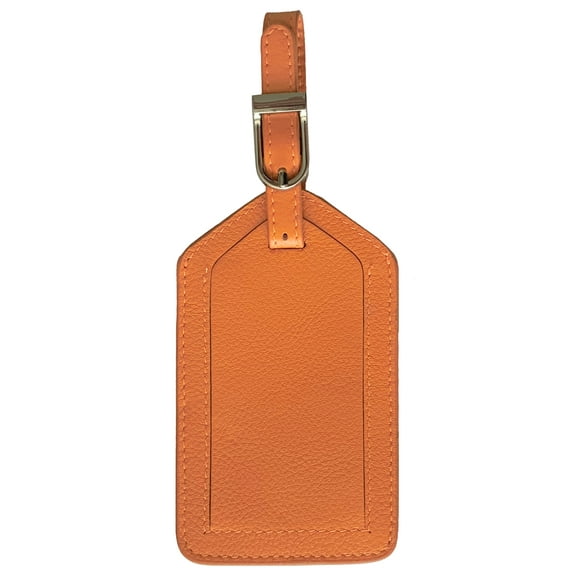 Bright Orange Genuine Top Grain Leather Luggage Tag