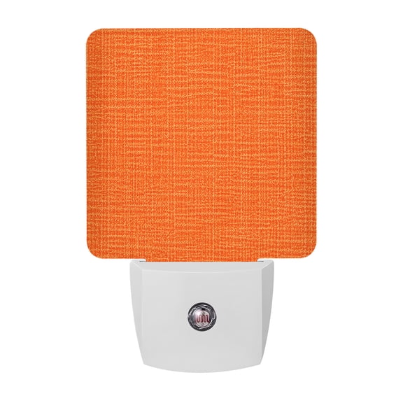 Bright Orange Night Lights, Rustic Minimalist Solid Color Woven Fabric Texture Smart Auto Dusk to Dawn Sensor Nightlights Plug-in Nightlight for Bedroom Bathroom Living Room Kitchen Hallway