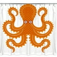thumbnail image 1 of Bright Orange Octopus Shower Curtain with Intricate Patterns and Bold Contrast on White Background, 1 of 5